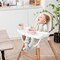 Costway Baby High Chair Wooden Feeding Chair with 4-Gear Tray & Removable Cushion Beige/Grey